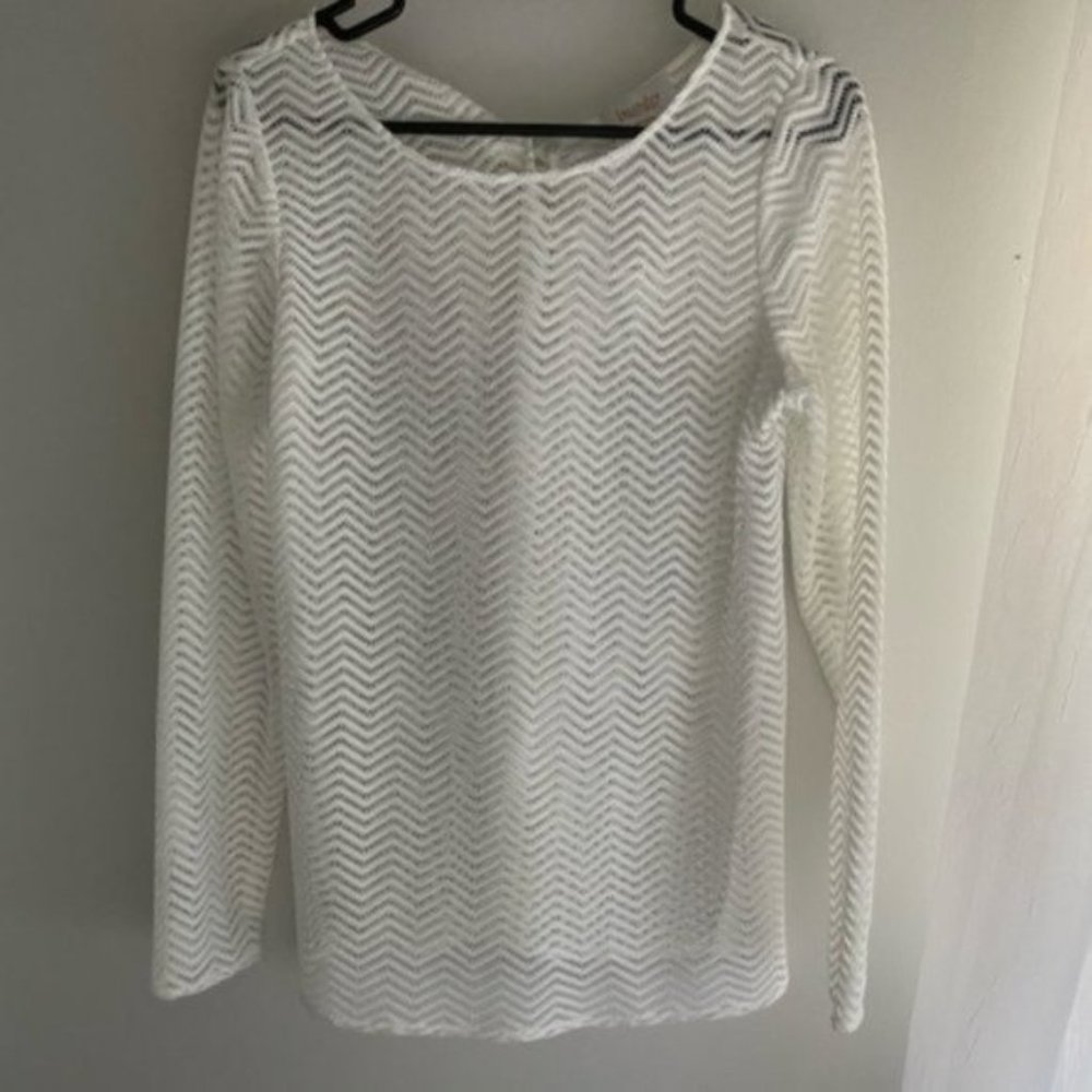 Laundry by Shelli Segal Open Knit White Shirt
